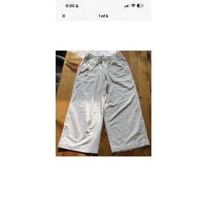 Athleta Farallon Heathered Wide Leg Crop Pants Beige Womans Sz 8